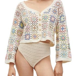 Mango Handmade Crochet Cardigan M-L